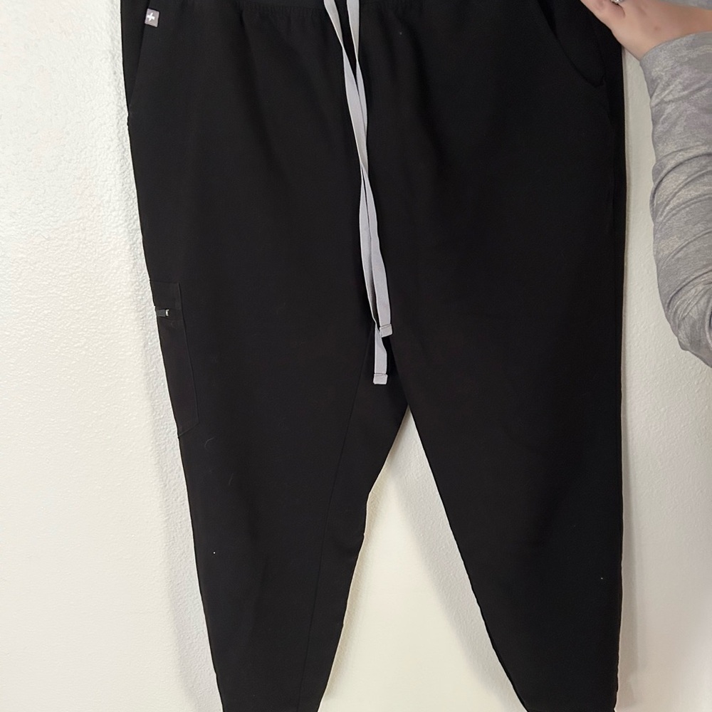 Figs Black Joggers with Gray Drawstring
